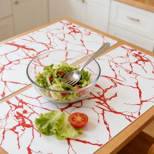 Red Marble Pattern Shelf Liner, Non-Adhesive Non-Slip Thickened