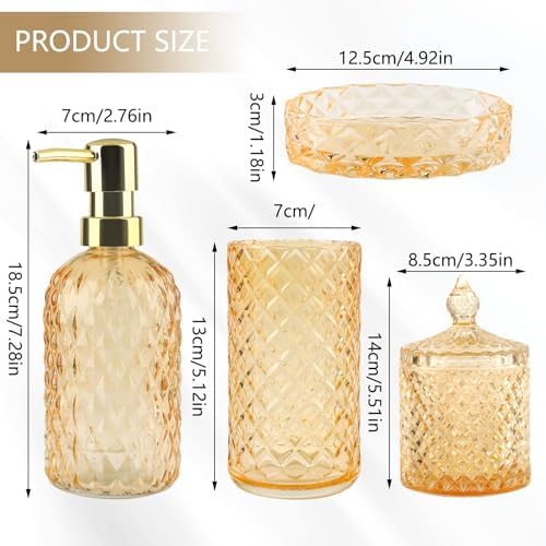 5Pcs Clear Gold Bathroom Accessories Set,Glass Bathroom Accessory Set