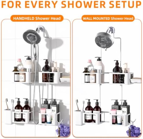 Epicano Shower Caddy for Handheld Showerheads,Stainless Steel, White