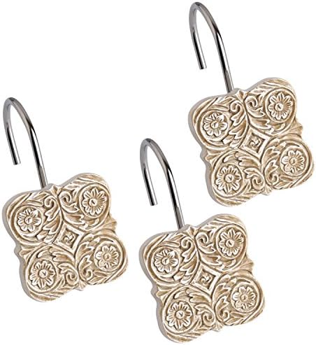 Creative Scents Beige Victoria Shower Curtain Hooks Decorative | Set of 12