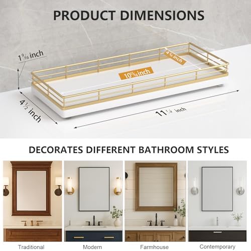 Bathroom Tray for Counter Top Organizer, Oak Wood Vanity Tray