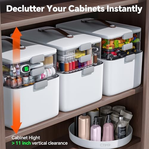 CTIME 3-Tier Medicine Organizer - Portable Medicine Cabinet with Handle