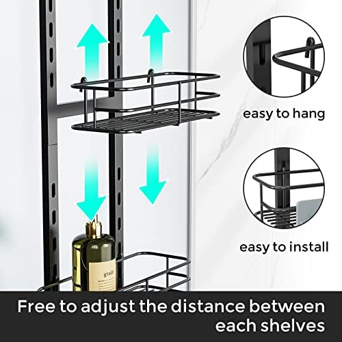 ODesign 3-Tier Over the Door Shower Caddy Hanging,Black