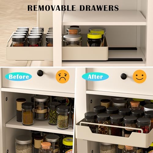 Jolitac 1 Pack Pull Out Cabinet Organizer with Adhesive Nano Film Heavy Duty Storage and Organization Slide Out Pantry Shelves for Kitchen, Bathroom and Living Room (9.8" Wide-16.9" Deep)