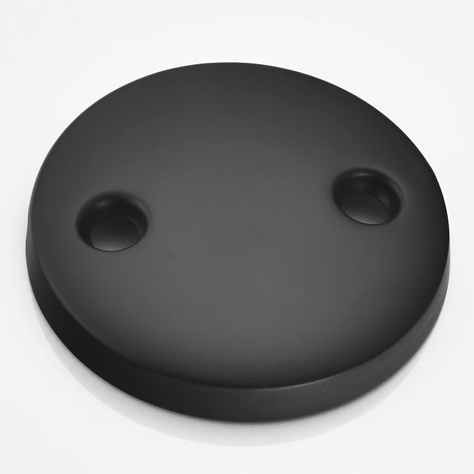 2 Hole Bathtub Overflow Plate, 3-3/16 Inches Diameter, Matte Black