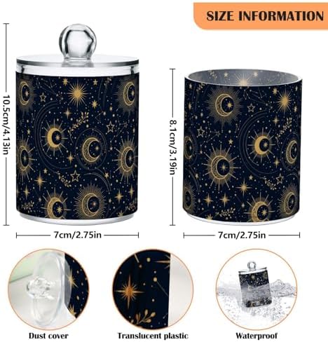 MNSRUU 4 Pack Qtip Holder Organizer Dispenser Blue Space Galaxy Constellation Bathroom Containers Bathroom Vanity Storage Canister Apothecary Jars for Cotton Swabs/Pads/Floss