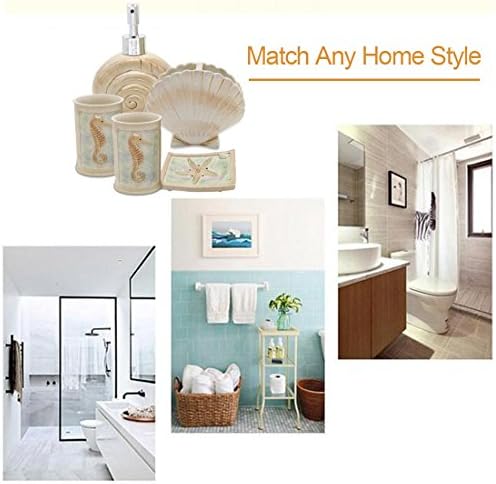 Bathroom Accessories Set, 5 PCS Bath Ensemble Set Includes Soap Dispenser, Soap Dish, Tumbler, Toothbrush Holder - Polyresin Glass for Home, Office, Superior Hotel