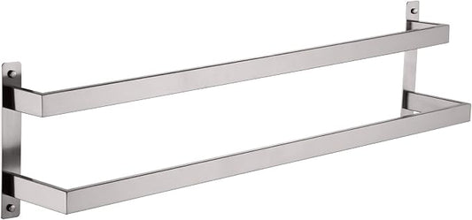 KOKOSIRI Bath Towel Bars 32 Inches Bathroom 2-Tiers Ladder Towel Rails Towel Holders Wall Mounted Towels Shelves Rack Brushed Stainless Steel, B5008BR-L32