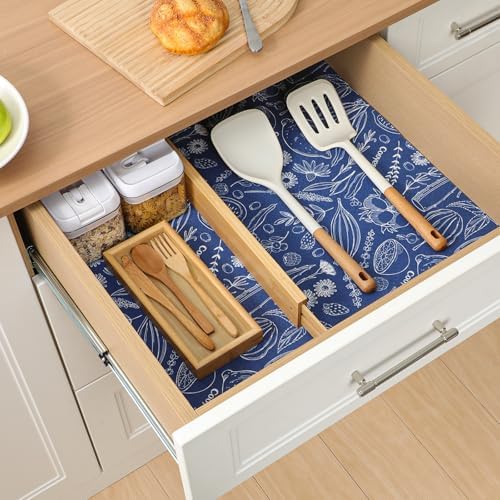 Cooyes 6 Pack Refrigerator Shelf Liners for French Door Fridge, 17.7" × 36" Extra Large, Non-Slip Fridge Mats Machine Washable, Refrigerator Drawer Liner for Glass Shelves Kitchen Cabinet