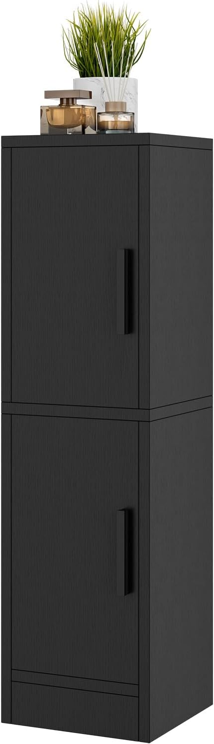 IBUYKE Small Bathroom Storage Cabinet, Narrow Floor Corner Cabinet with 2 Doors & Adjustable Shelf, Small Bathroom Organizer, Space-Saving Storage Solution for Toilet, Laundry Room UWBS002B