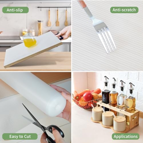Shelf Liners 21 inch x 20 ft Shelf Liners for Kitchen cabinets nonstick Lining Drawer Mats EVA Protector for Cupboard (Clear Ribbed,21 inch x 20 ft)