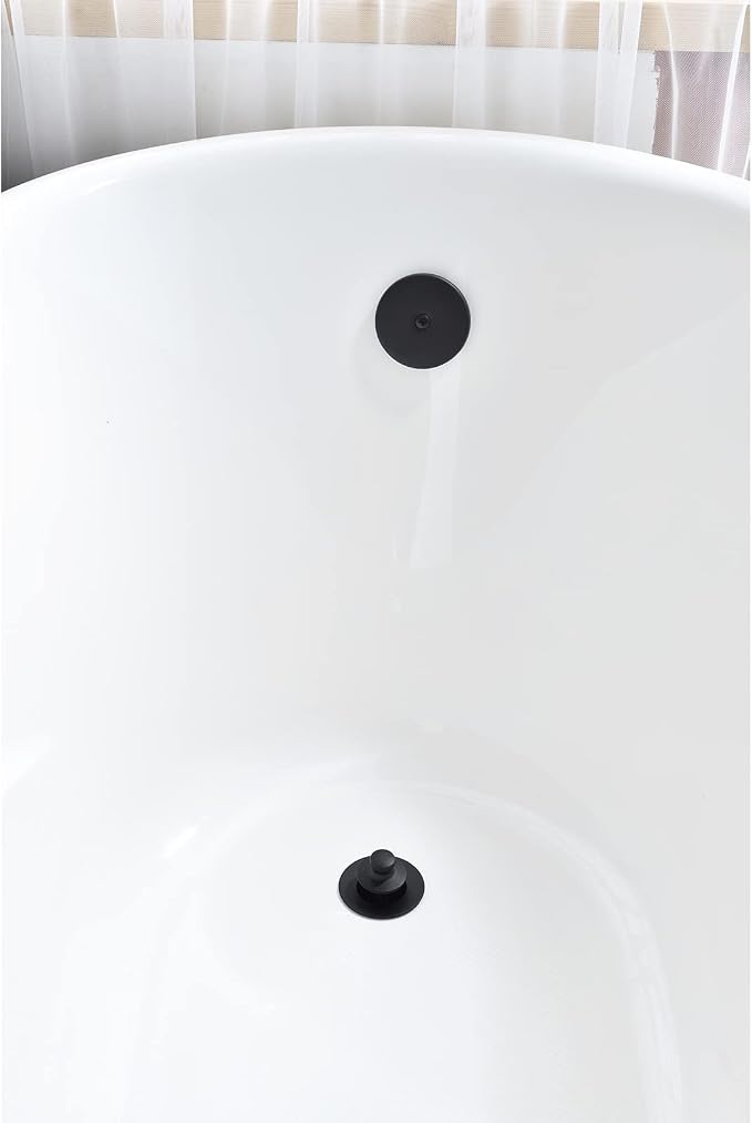 Brass Matte Black Tub Drain Kit with Single Hole Overflow Faceplate | Lift and Turn Tub Bathtub Drain Kit
