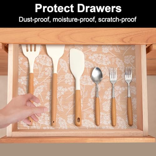 Cooyes Shelf Liners for Kitchen Cabinets, Refrigerator Liners Waterproof & Oil-Proof Kitchen Cupboard Liner Drawer Mats EVA Material Non Adhesive Fridge Liner for Shelves（23.6" W x 118" L）