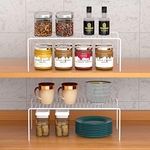 Cabinet Storage Shelf Rack Set of 2, Medium (13 x 9.4 inch) Rustproof Metal Wire Kitchen Cabinet Organizer and Storage, Cupboard Spice Shelf Rack for Plate, Dish, Counter & Pantry Organization