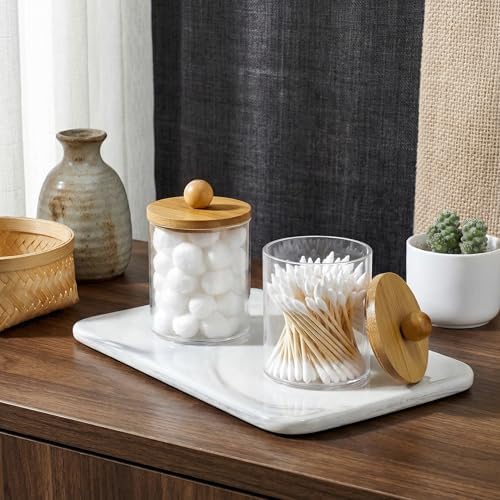 novelinks Acrylic Plastic Qtip Holder Dispenser (Beige, 6 Pack)