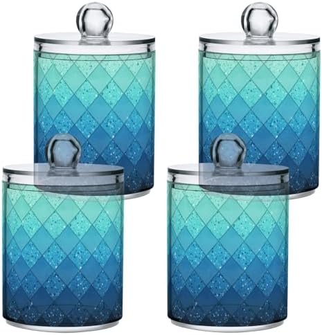 MNSRUU 2 Pack Qtip Holder Organizer Dispenser Marble Hexagon with Tropical Plants Bathroom Storage Canister Cotton Ball Holder Bathroom Containers for Cotton Swabs/Pads/Floss
