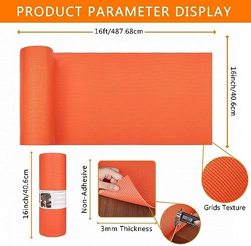 Foam Toolbox Liner Drawer Liner, Non-Slip Shelf Liners 16"W x 193"L Orange