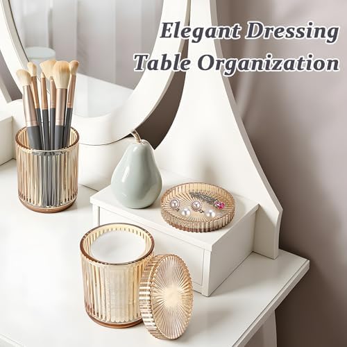 Hipiwe Glass Apothecary Jars with Lid 2Pcs Cotton Ball and Swab Organizer