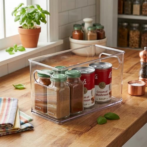 BINO | Stackable Plastic Storage Bins, Clear | THE CLARUS COLLECTION | Pantry Organizers and Storage Containers | Fridge Organizer Bins | Kitchen Cabinet Organizer | Medicine Cabinet Bin