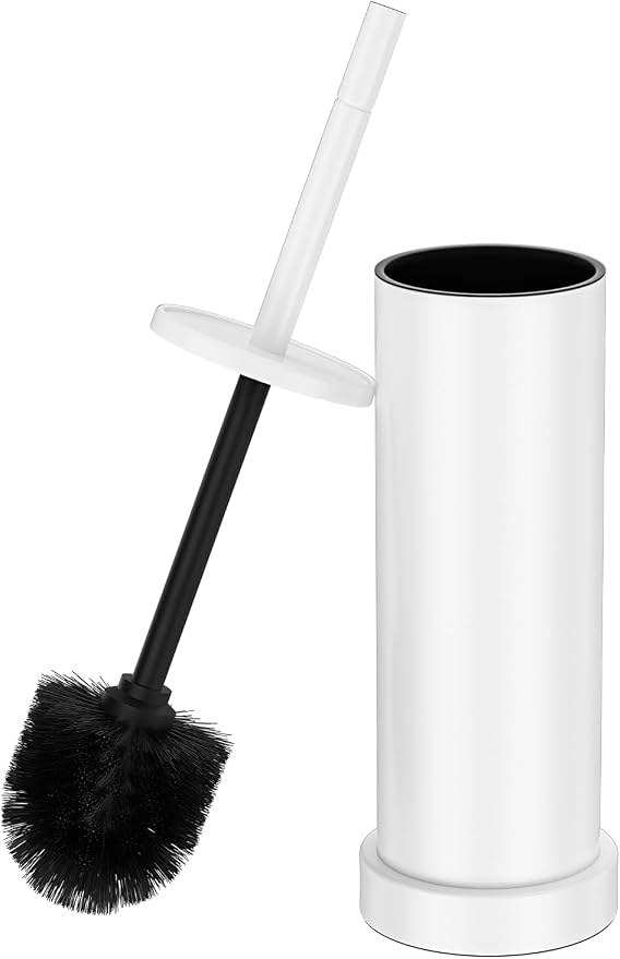 304 Stainless Steel Toilet Brush and Holder Set, Heavy Duty Toilet Bowl Brush and Holder with Removable Inner Bowl, Splash Protection, Long Handle for Bathroom