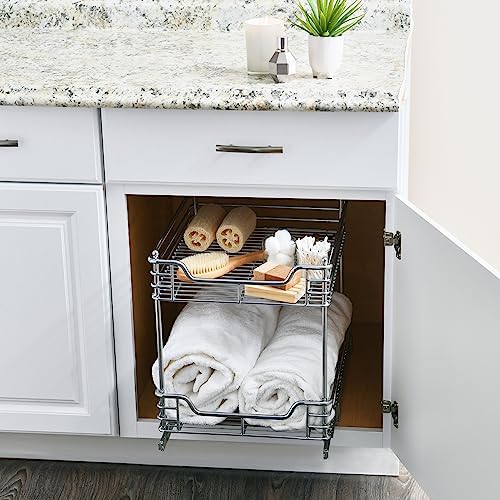 Household Essentials Chromed Steel 2-Tier Artisan Pull-Out Organizer