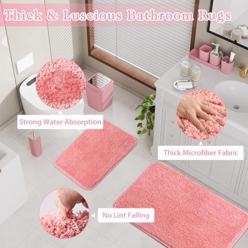 XLHOMO Bathroom Accessories Set, Pink Bathroom Set, Shower Curtain Set