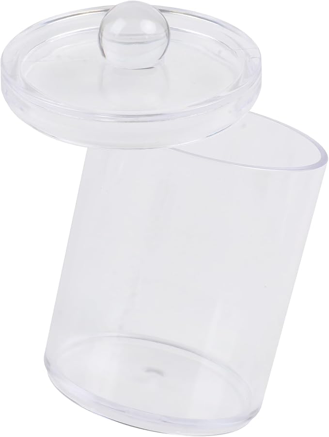 1 Pack Acrylic Qtip Holder Dispenser,Canisters Apothecary Jar, 10oz,Round