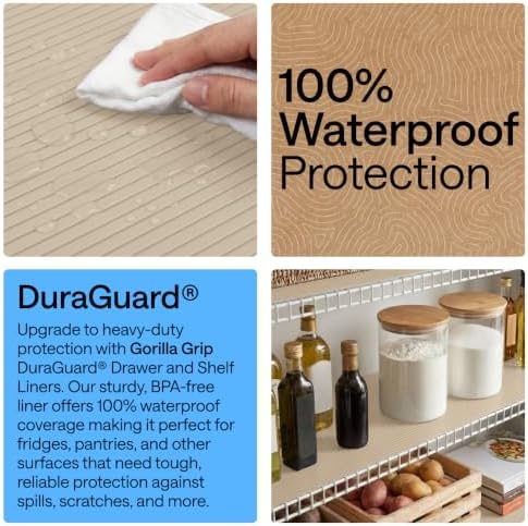GORILLA GRIP Shelf Liner, Non-Adhesive Cabinet Liners, 24"x30' Beige