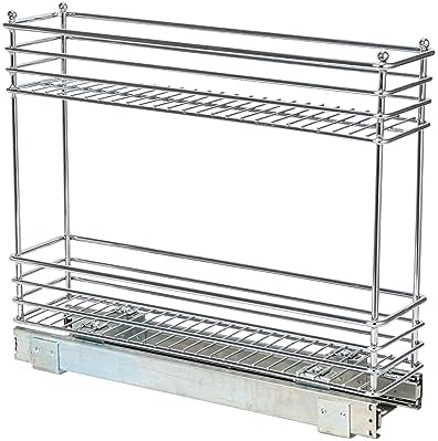 Household Essentials Chrome 2-Tier Sliding Cabinet Organizer, 5"