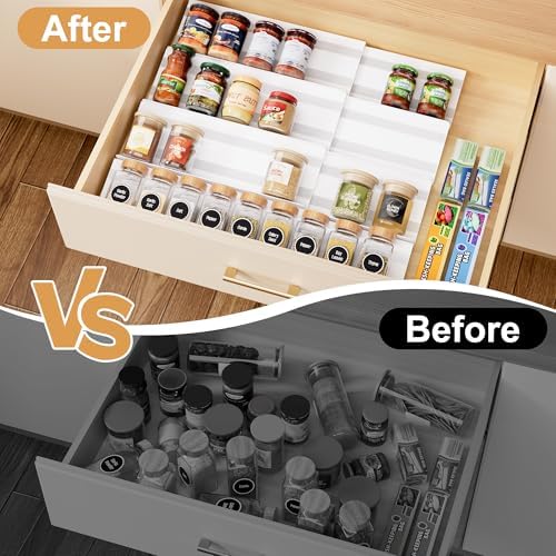 8-Pack Spice Drawer Organizer, 4 Tier Acrylic Spices Rack Tray for Cabinet