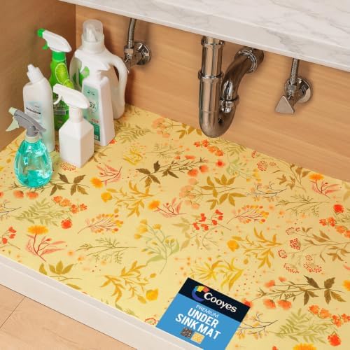 Cooyes Under Sink Mat for Kitchen Cabinet, 24"x60" Beige