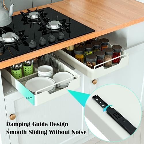 Jolitac 1 Pack Pull Out Cabinet Organizer with Adhesive Nano Film Heavy Duty Storage and Organization Slide Out Pantry Shelves for Kitchen, Bathroom and Living Room (9.8" Wide-16.9" Deep)