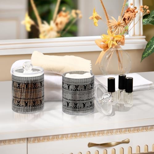 MNSRUU 4 Pack Qtip Holder Dispenser African Tribal Elephant Bathroom Storage Canister Cotton Ball Holder Bathroom Containers for Cotton Swabs/Pads/Floss
