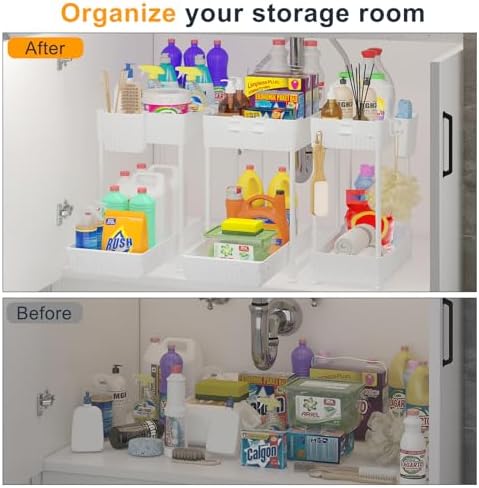 Sevenblue 3-Pack 2-Tier Under Sink Organizers with Sliding Drawers