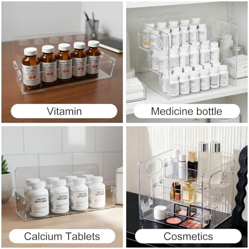 3-Tier Vitamin Storage Organizer, Organizer For Vitamin Bottles And Medicine Bottle, Vitamin Bottle Organizer For Countertop, Bathroom Cabinet Storage Items Are Clearly Visible