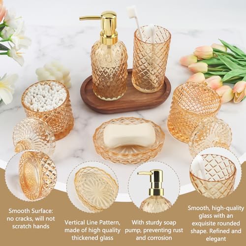5Pcs Clear Gold Bathroom Accessories Set,Glass Bathroom Accessory Set
