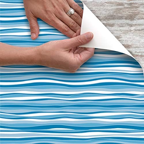 Con-Tact Brand Creative Covering, Self-Adhesive Shelf Liner, Multi-Purpose Vinyl Drawer Liner, Easy to Use and Apply, 18'' X 9', Wave Marina (Pack of 5)
