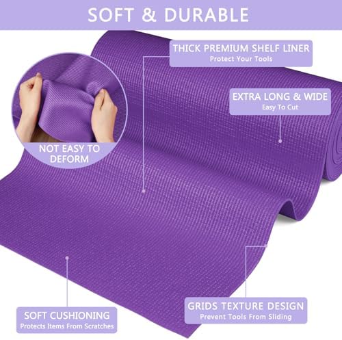 Foam Toolbox Liner Drawer Liner, Non-Slip Shelf Liners 18"W x 288"L Purple