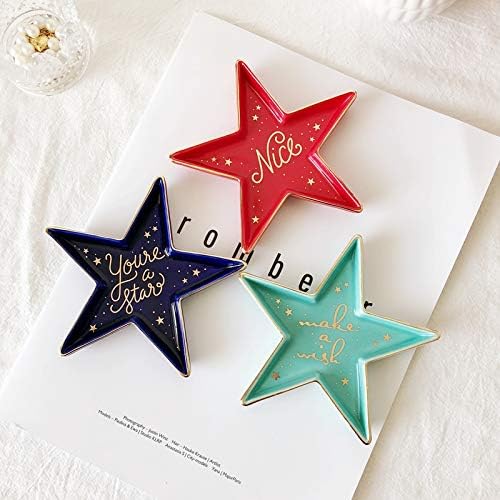 Stephanie Imports Star-Shaped Nice Ceramic Trinket Plate and Decorative Jewelry Dish