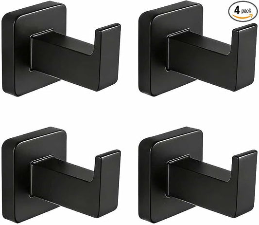 Matte Black Square Wall Hanger, Towel Hanger, Wall Mounted, Bathrobe Hook Kitchen Hooks 4 Bathroom Hooks