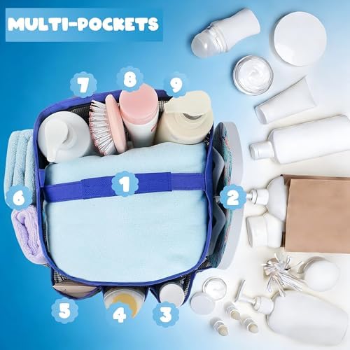Mesh Shower Caddy Portable - 9 Pockets for College Dorm Room Essential