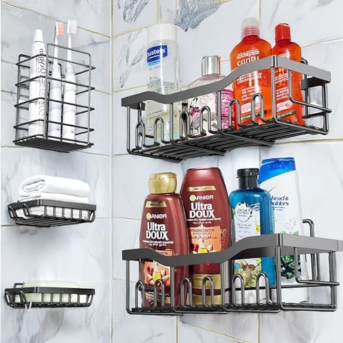 Shower Caddy, Shower Shelves, 5-Pack, Stainless Steel Bathroom Organizer, No Drilling Required, Rustproof Shelves Rack