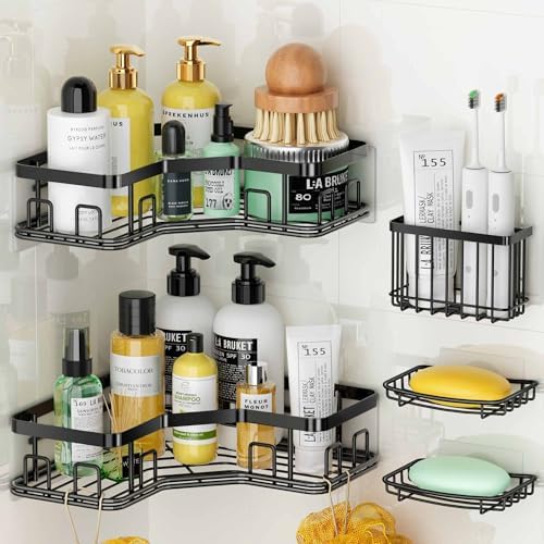 MAXIFFE Corner Shower Caddy (Black XL - 5 Pack)