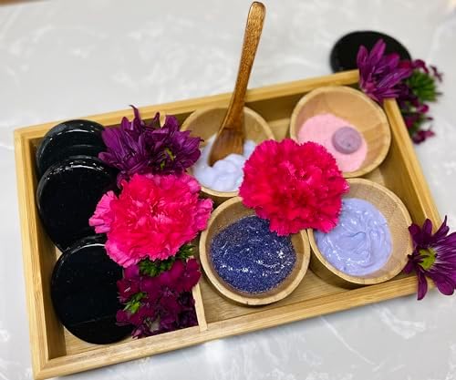 Generic Pedicure Bamboo Spa Tray Set: 4 Bowls, Spoon, 10 x 6 x 1.3 inches