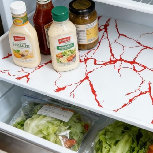 Red Marble Pattern Shelf Liner, Non-Adhesive Non-Slip Thickened