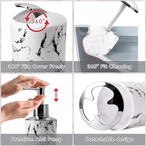 XLHOMO White Marble Bathroom Accessories Set, White Bathroom Set