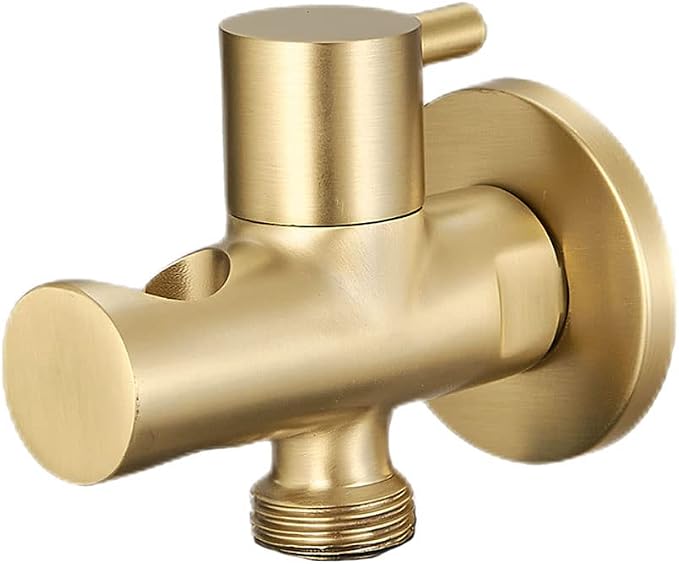 Hand Held Shower Head Holder with Hose Connector Shower Head Shut Off Valve Shower Wand Holder Wall Mount Handheld Shower Handle Sprayer Holder Attachment Toilet Bidet Spray Head Bracket Brushed Gold