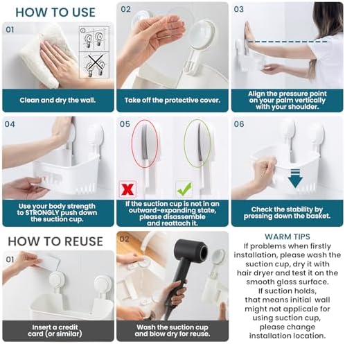 TAILI Shower Caddy Suction Cup, Bathroom Organizer Shelf M&L