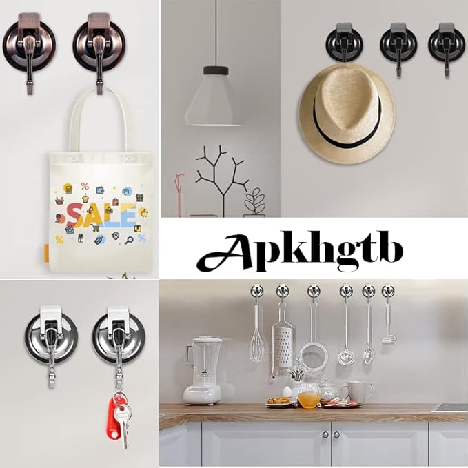 Suction Cup Hooks for Shower, Bathroom, Kitchen, Glass Door, Mirror, Tile – Loofah, Towel, Coat, Bath Robe Hook Holder for Hanging – Waterproof Wreath Hanger (4 Pack, Red Bronze)