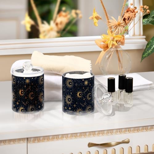 MNSRUU 2 Pack Qtip Holder Organizer Dispenser Blue Space Galaxy Constellation Bathroom Storage Canister Cotton Ball Holder Bathroom Containers for Cotton Swabs/Pads/Floss